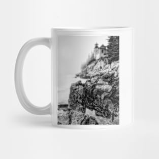 Bass Harbor Lighthouse in Fog B+W Mug